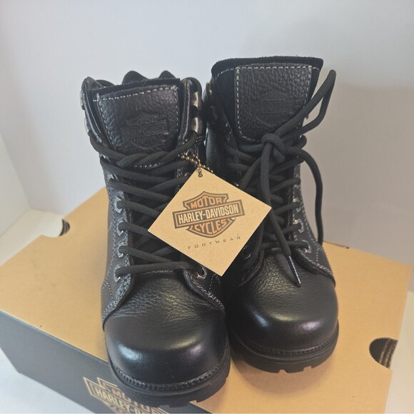 Harley Davidson Women’s Tyler Ankle Boots 84280 Black Leather Size 5.5 - Picture 2 of 8